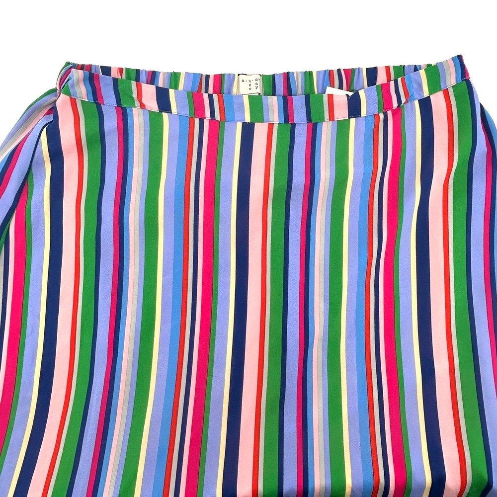 A New Day Rainbow Vertical Stripe Ruffle High Low Calf Length Skirt XL NWT